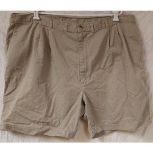 Wrangler Timbercreek Mens 46 Beige Khaki Chino Comfort Front Pleated Shorts